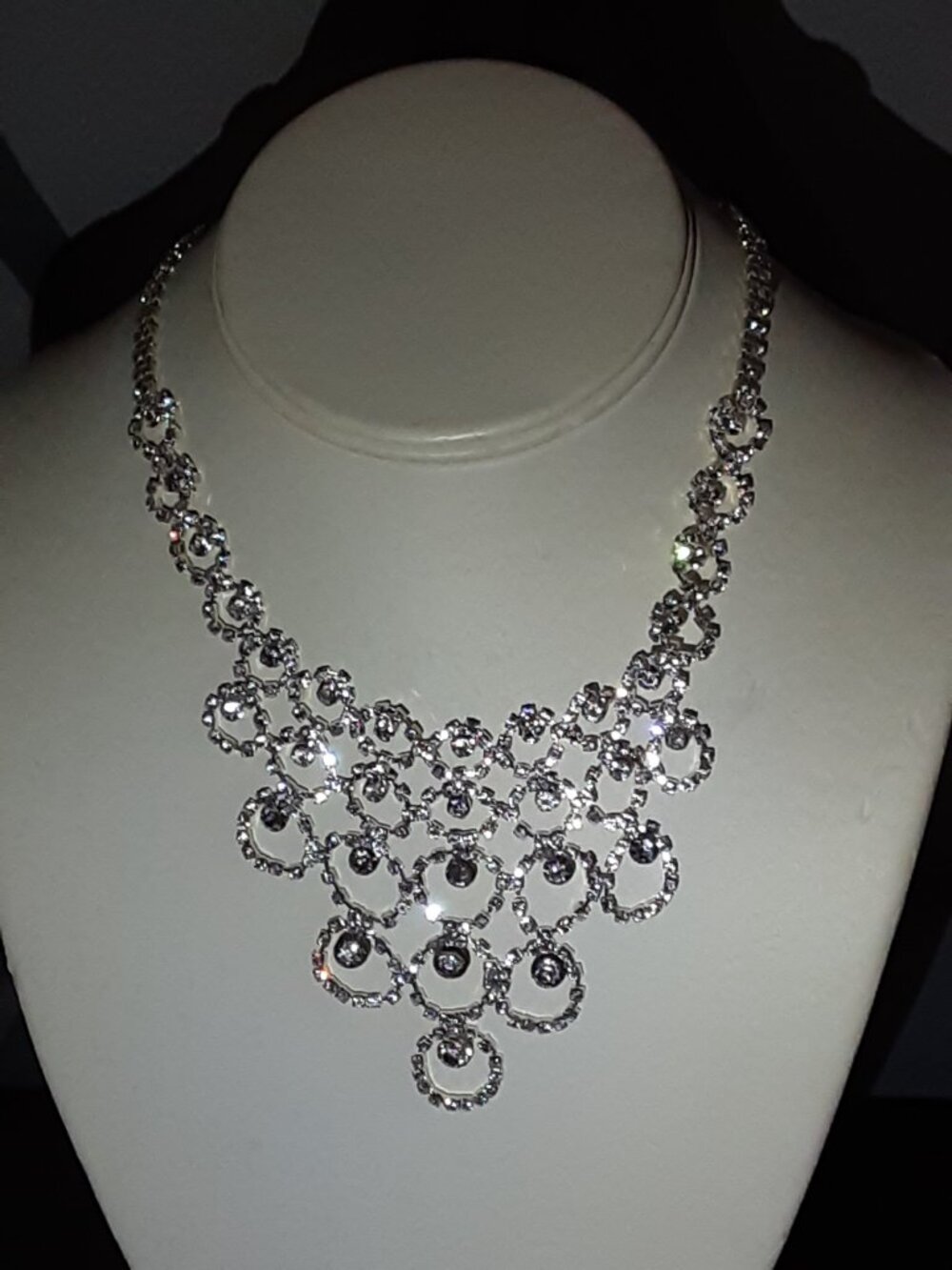 Silver-plated Rhinestone Necklace - Picture 2 of 3